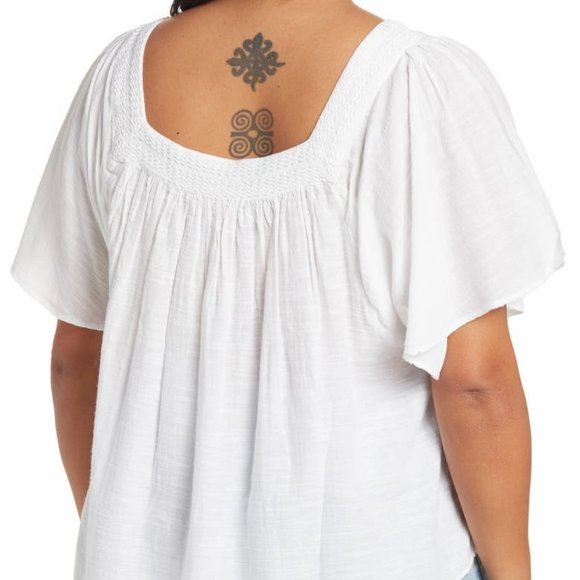 Philosophy Embroidered Flutter Sleeve Top Square Neck Blouse White Size 1X NEW - Picture 2 of 7